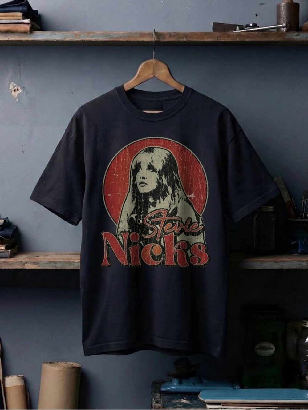 Stevie Nicks Rock Shirt, Music Black Graphic Band-Style Tee - Stevie Nicks